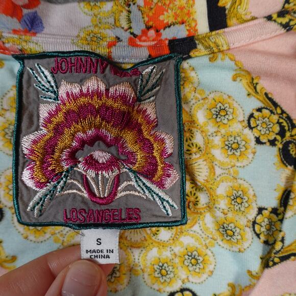 Johnny Was Top Womens Small Jasper Swingy Tee Shirt Boho Floral Bamboo Knit - Picture 3 of 9